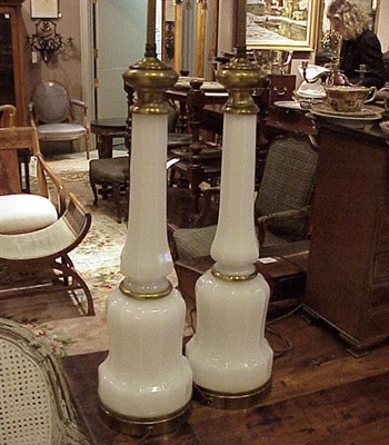 Lot 295 - Pair of Opaline Glass Lamps