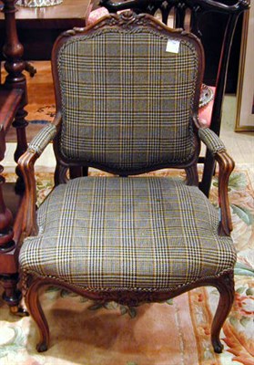 Lot 304 - Pair of Louis XV Walnut Upholstered Armchairs