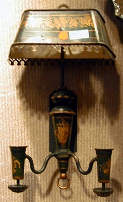 Lot 476 - Pair of Tole Painted Two-Light Sconces