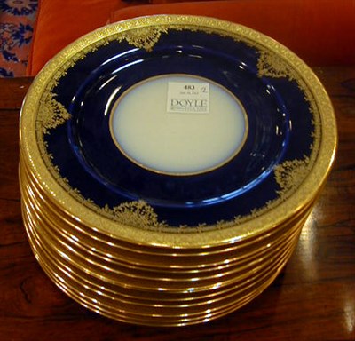 Lot 483 - Twelve Limoges Gilt-Decorated Porcelain...