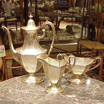 Lot 328 - Sterling Silver Three-Piece Coffee Service...