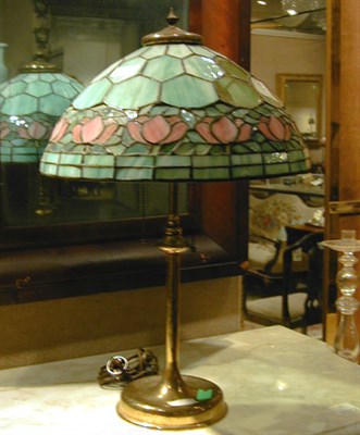 Lot 171 - Victorian Style Leaded Glass Lamp