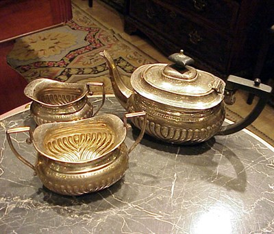 Lot 335 - Continental Silver Three-Piece Tea Service...