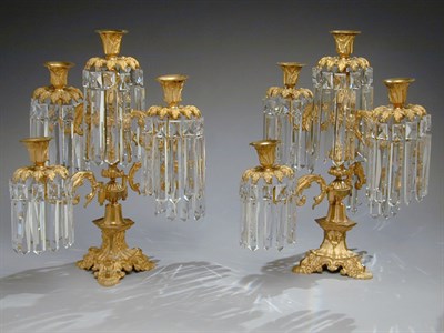 Lot 239 - Pair of Rococo Revival Gilt-Bronze Five-Light...