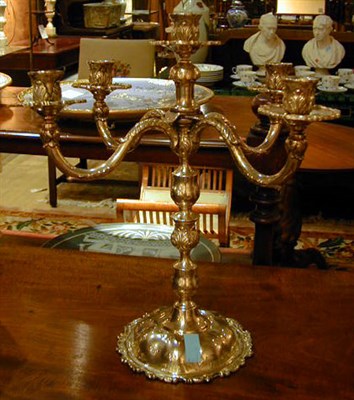 Lot 351 - Pair of Silver Plated Five-Light Candelabra