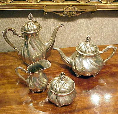 Lot 357 - Continental Silver Four-Piece Tea and Coffee...