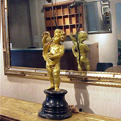 Lot 565 - Gilt-Metal Mounted Figural Lamp