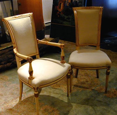 Lot 567 - Set of Six Empire Style Painted Dining Chairs...