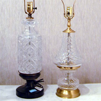 Lot 599 - Two Cut Glass Lamps