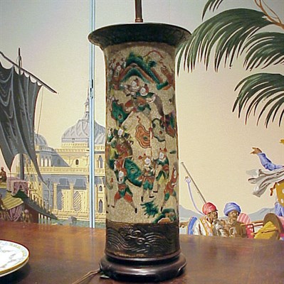 Lot 644 - Asian Style Polychrome-Decorated Lamp