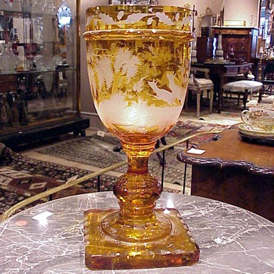 Lot 204 - Amber Cut to Clear Vase