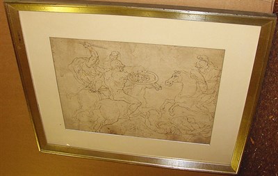 Lot 56 - Italian School 18th Century BATTLE SCENE Pen...