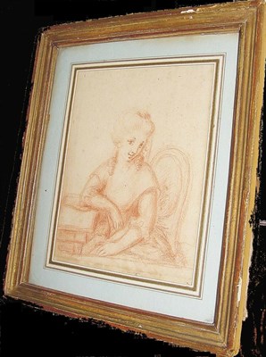 Lot 54 - French School 18th Century SEATED WOMAN Red...