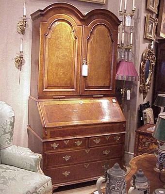 Lot 183 - Georgian Style Burl-Wood Slant-Front Secretary...