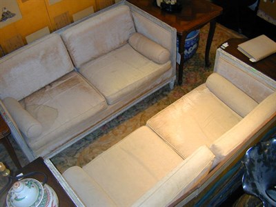 Lot 684 - Pair of Louis XVI Style Painted Settees