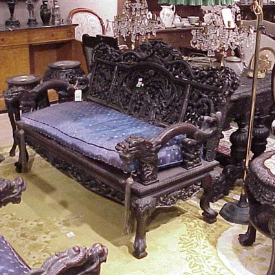 Lot 318 - Asian Colonial Carved Hardwood Three-Piece...