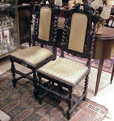 Lot 262 - Pair of Renaissance Revival Oak Side Chairs