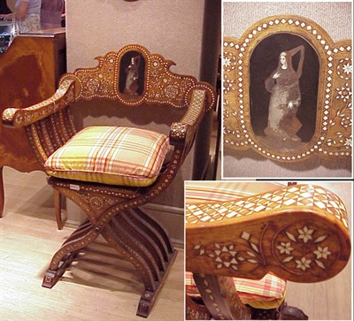 Lot 551 - Moroccan Bone Inlaid Fruitwood Savonarola...