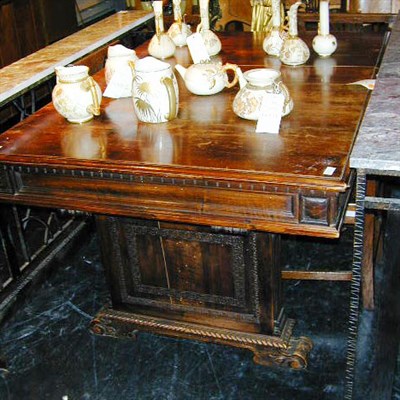 Lot 526 - Renaissance Style Oak Center Table The simple...