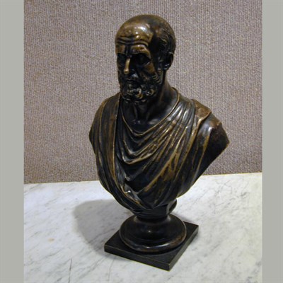 Lot 573 - Bronze Bust of a Classical Philosopher Raised...