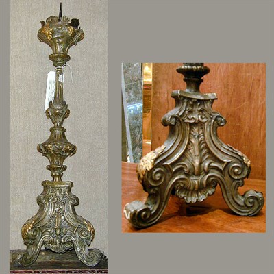 Lot 520 - Pair of Rococo Style Brass Repousse...