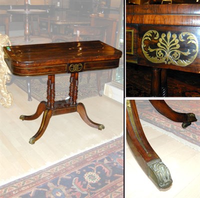 Lot 479 - Regency Brass Inlaid Rosewood Games Table