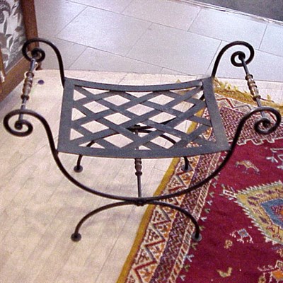 Lot 492A - Black Painted Wrought Iron Bench