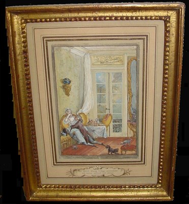 Lot 22 - French School 18th Century EROTIC SCENE Signed...