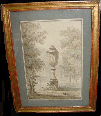 Lot 25 - French School 19th Century URN IN A PARK...