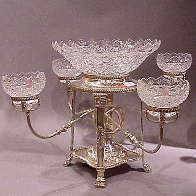 Lot 339 - Regency Style Silver Plated and Glass Epergne