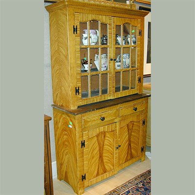 Lot 191 - American Grain Painted Bookcase Cabinet 19th...