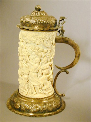 Lot 341 - Continental Silver-Mounted Ivory Tankard...