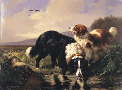 Lot 184 - Wouterus Verschuur, I Dutch, 1812-1874 SETTERS...
