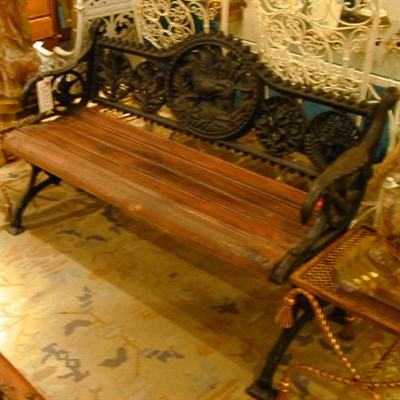 Lot 624 - Pair of Victorian Cast Iron and Wood Garden...