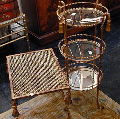Lot 630 - Gilt-Metal Three-Tier Stand and Two Gilt-Metal...