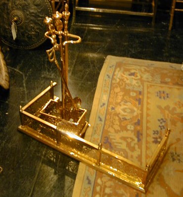 Lot 627 - Brass Fire Fender and Fire Tools