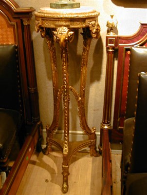 Lot 124 - Empire Style Marble Top Gilt Carved Wood Pedestal