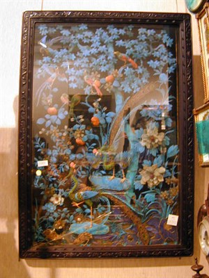 Lot 651 - Framed Chinese Feather and Hardstone Plaque