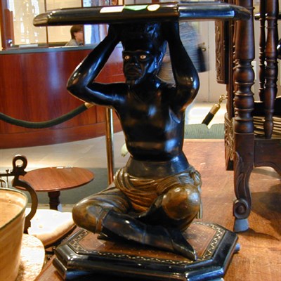 Lot 532 - Pair of Ebonized Bone-Inlaid Side Tables Each...