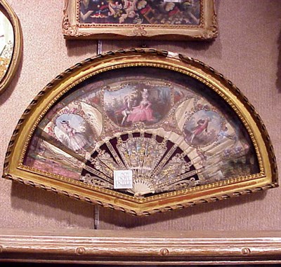 Lot 464 - Framed Painted and Mother-of-Pearl Decorated Fan