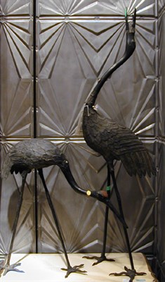Lot 699 - Pair of Bronze and Ebonized Storks