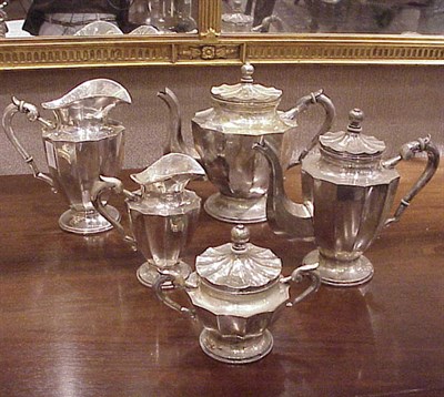 Lot 352 - Continental Silver Five-Piece Tea and Coffee...