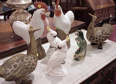 Lot 362 - Group of Seven Porcelain and Wood Bird Figures