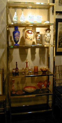 Lot 612 - Pair of Brass and Glass Bookcases