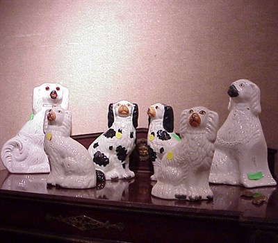 Lot 180 - Three Pairs of Staffordshire Pottery Dogs
