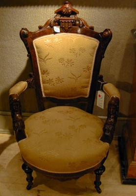 Lot 320 - Eastlake Walnut Upholstered Armchair