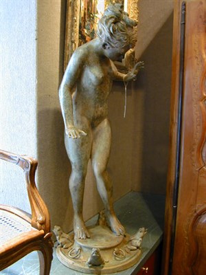 Lot 527 - Patinated-Metal Figural Fountain