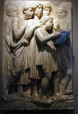 Lot 536 - Molded Plaster Relief Plaque Depicting choir...