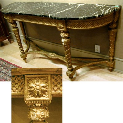Lot 590 - Louis XVI Style Carved Gilt-Wood Console The D-...