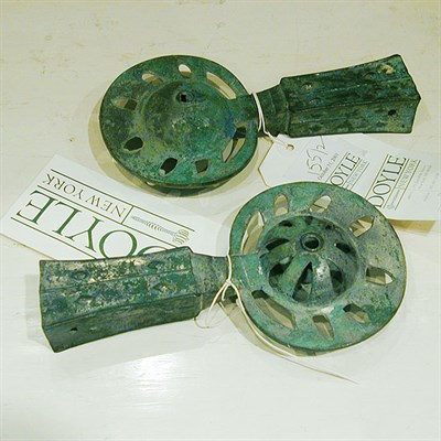 Lot 155 - Pair of Chinese Bronze Horse Bells Late...